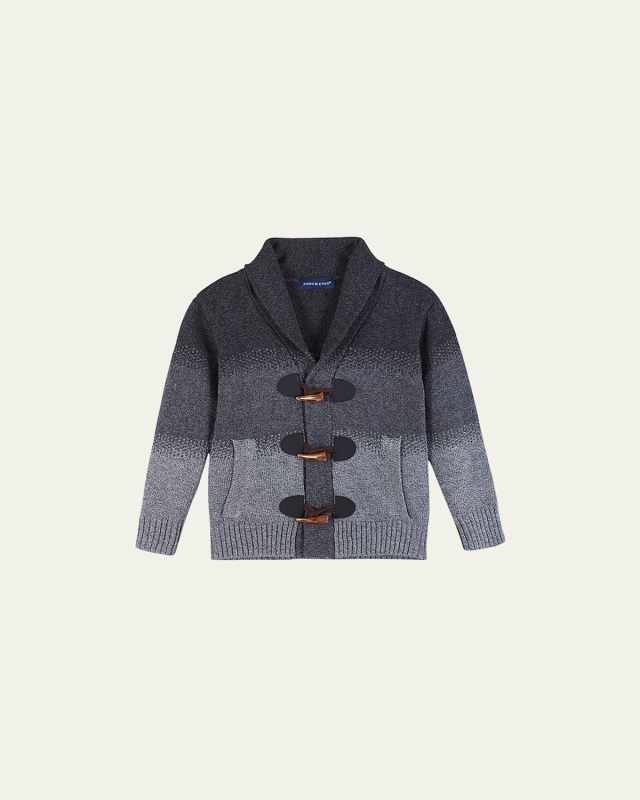Boy's Color Block Toggle Button Down Cardigan, Size 2-7